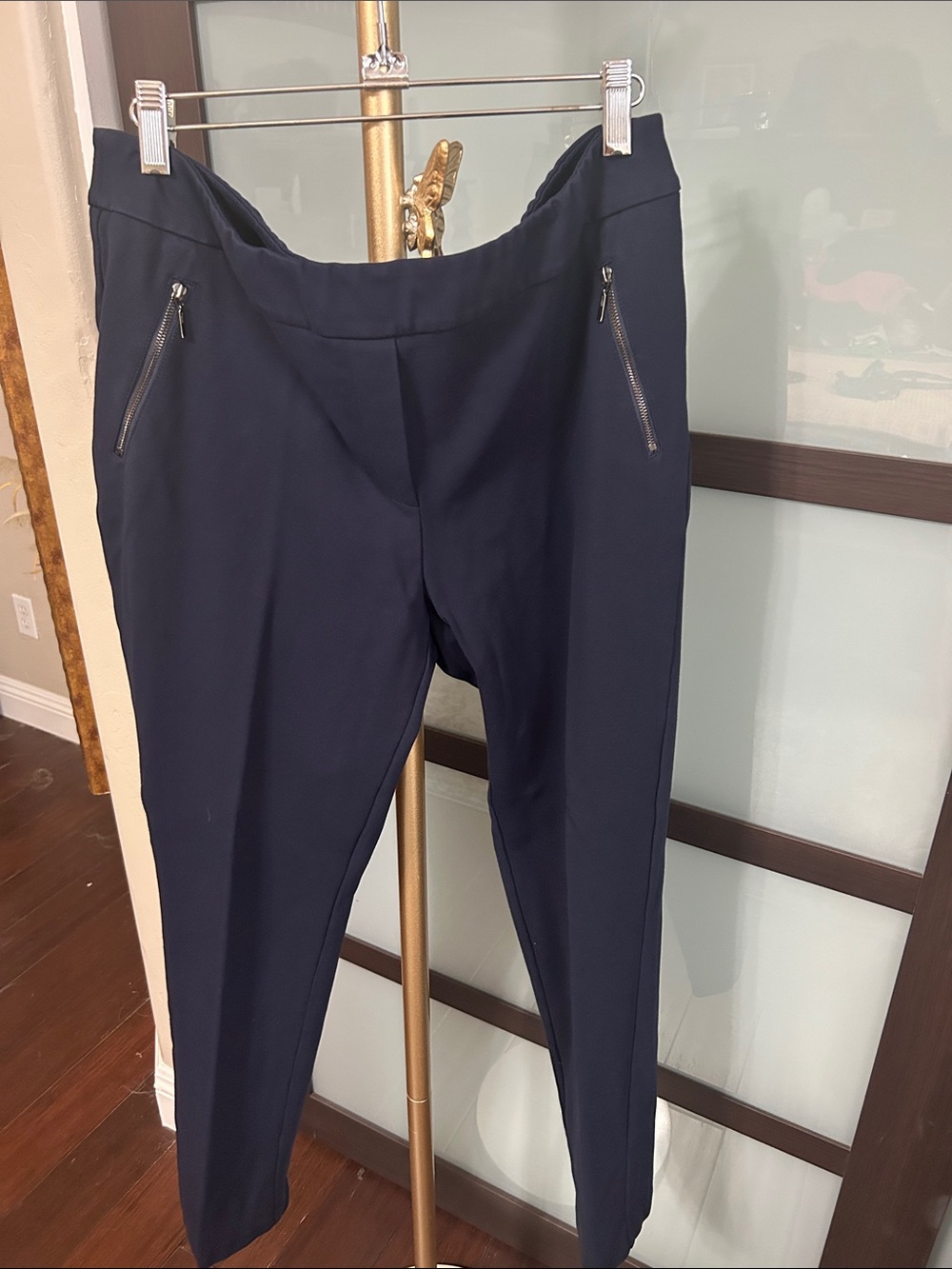 J. McLaughlin Navy Slim Zip-Pocket Pants